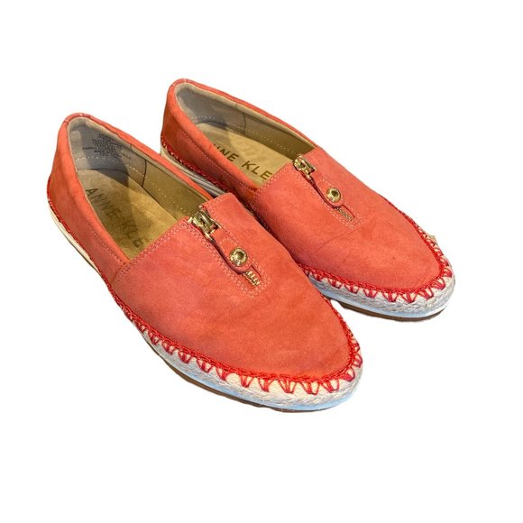 ANNE KLEIN Flats 6 1/2M Coral Suede-look Espadrille Edge with Stitching - Picture 1 of 8